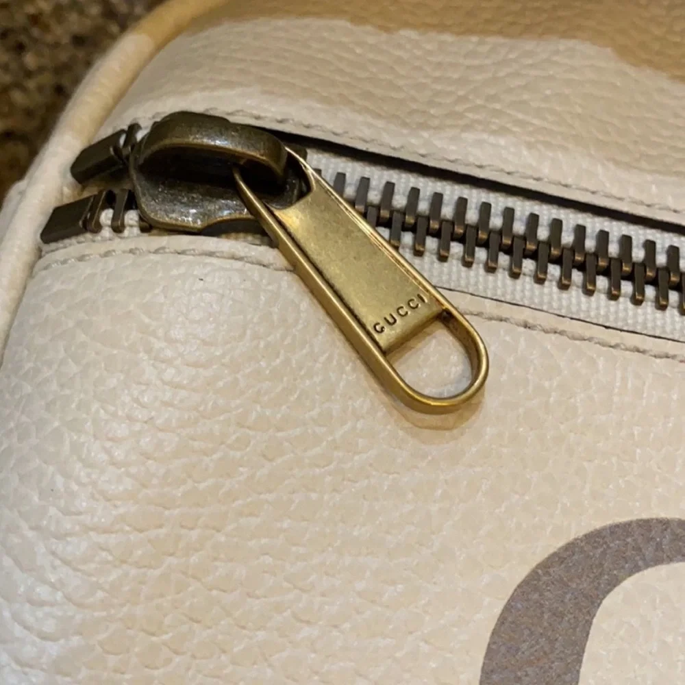 GUCCI white web stripe printed logo large leather messenger bag - Picture 10 of 11